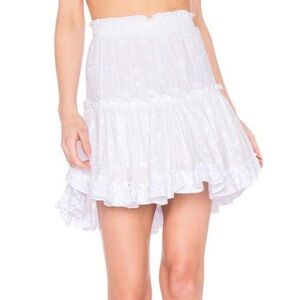 Women Misa Los Angeles White Tiered Marion Dotted Mini Skirt M
